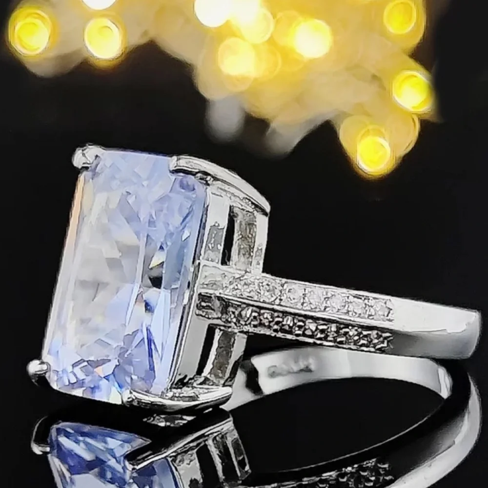 NEW LUXURY 925 STERLING SILVER DIAMOND ENGAGEMENT RING, CUTE RING, SHINY RING. - Picture 5 of 7